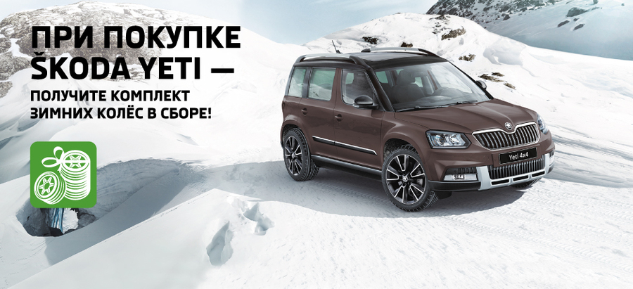 Комплект зимних колес в подарок при покупке SKODA Yeti!