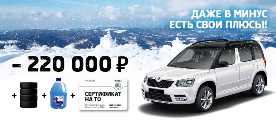 Минус 220 000 руб. на любую модель SKODA!