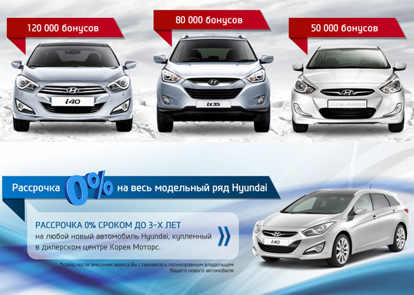 Эксклюзивные условия на автомобили Hyundai!